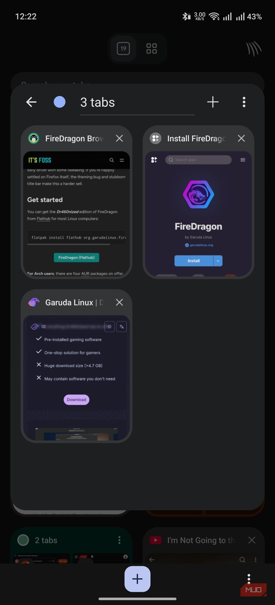 brave browser showing multiple tabs inside a tab group