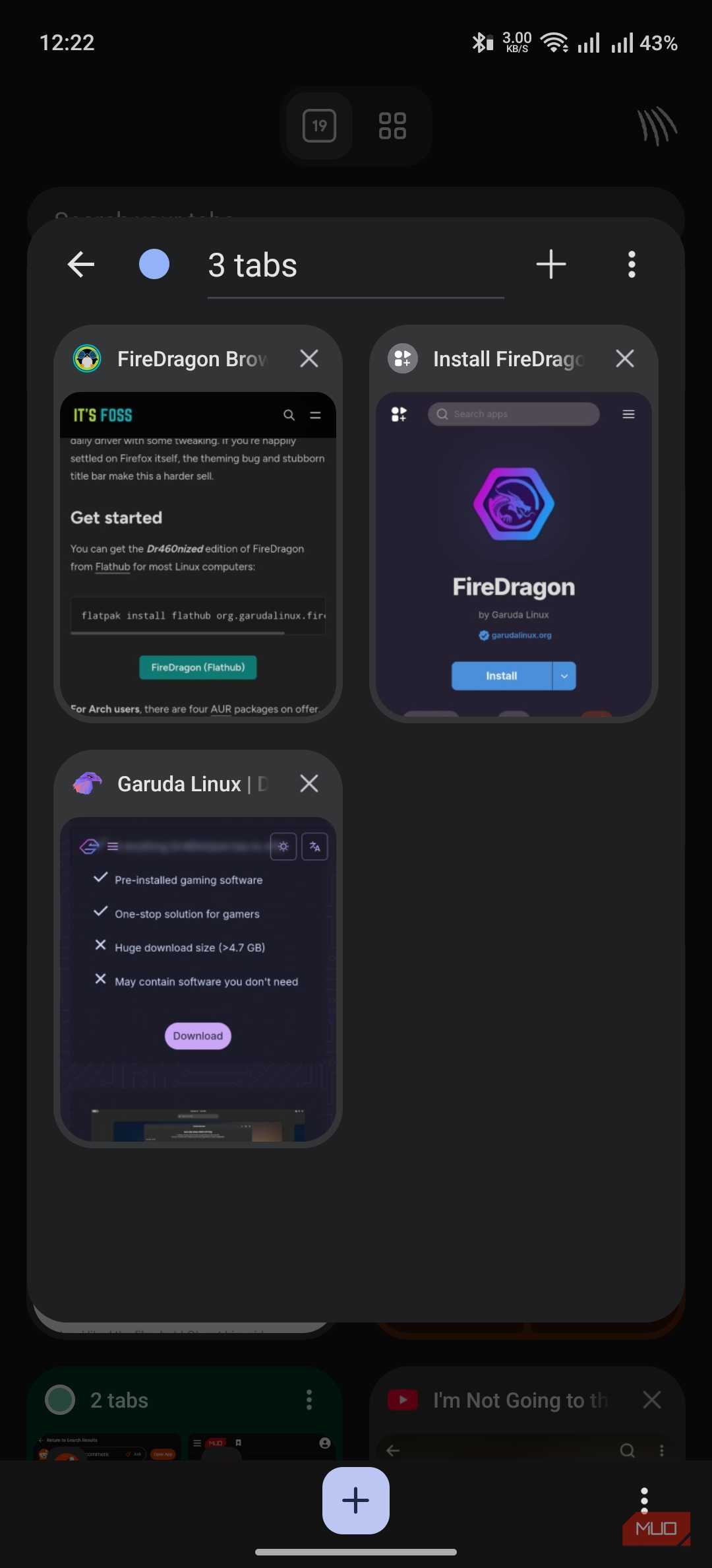 brave browser showing multiple tabs inside a tab group