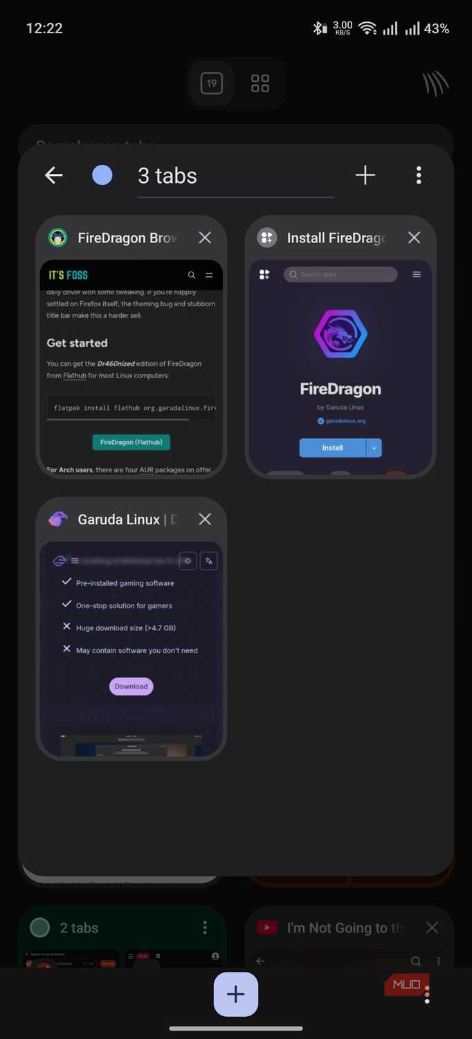 brave browser showing multiple tabs inside a tab group