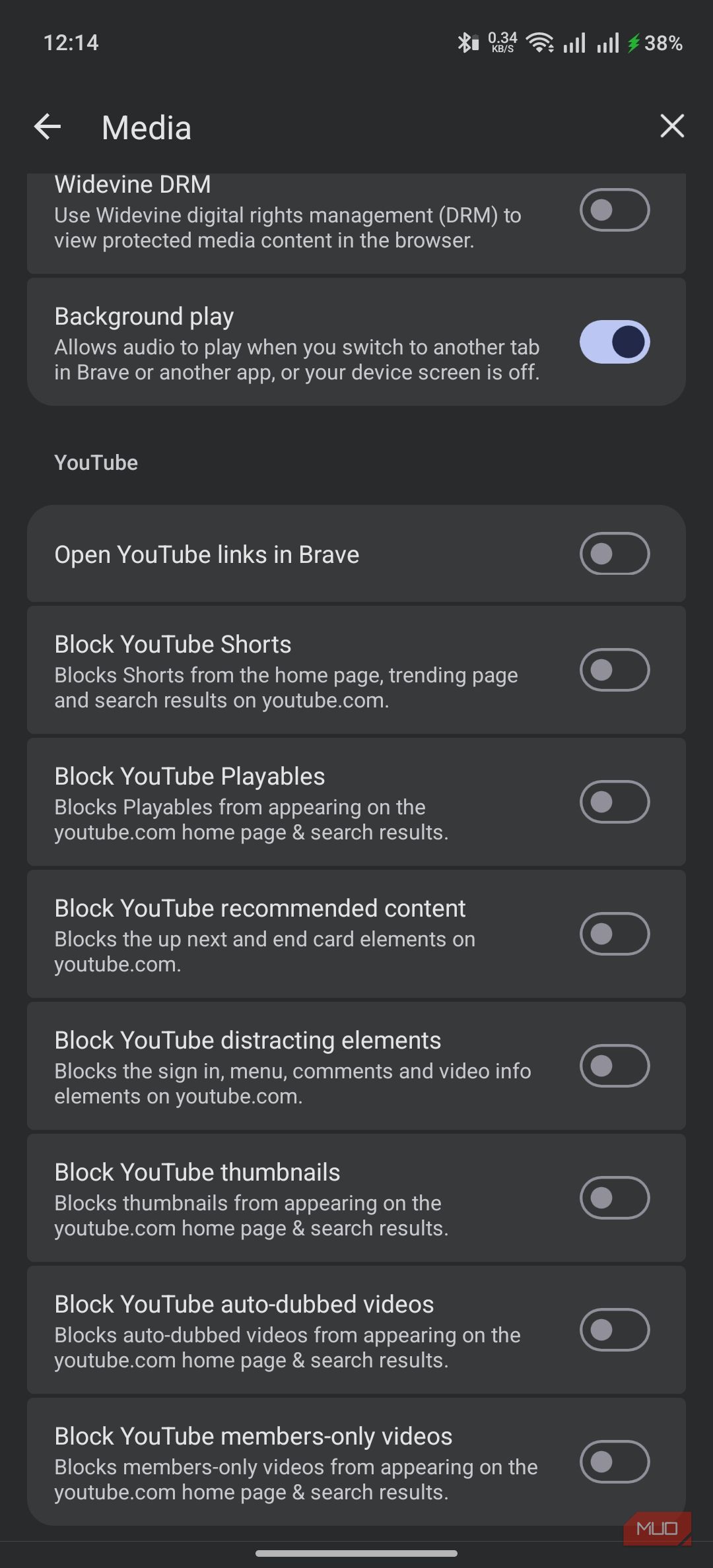 advanced customization options for YouTube on Brave Browser