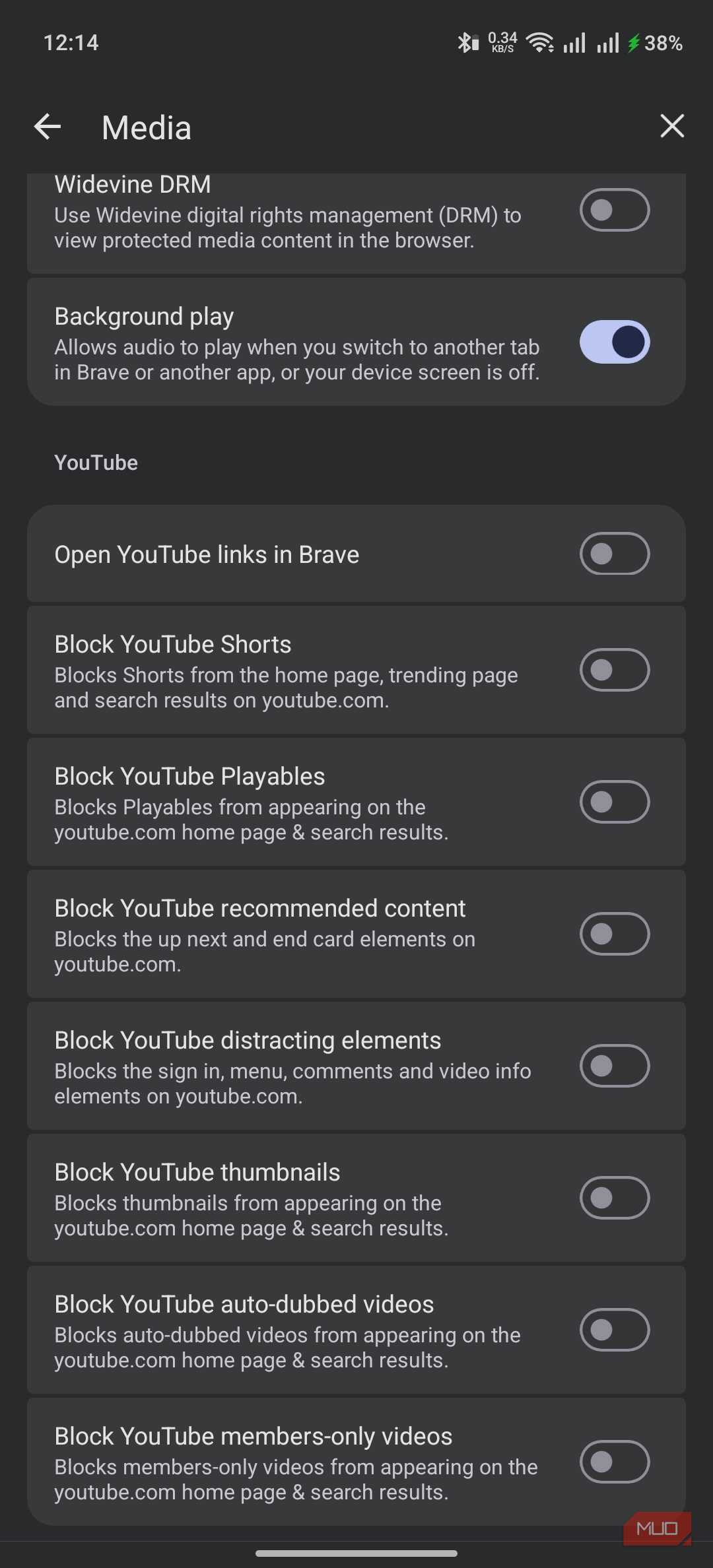 advanced customization options for YouTube on Brave Browser