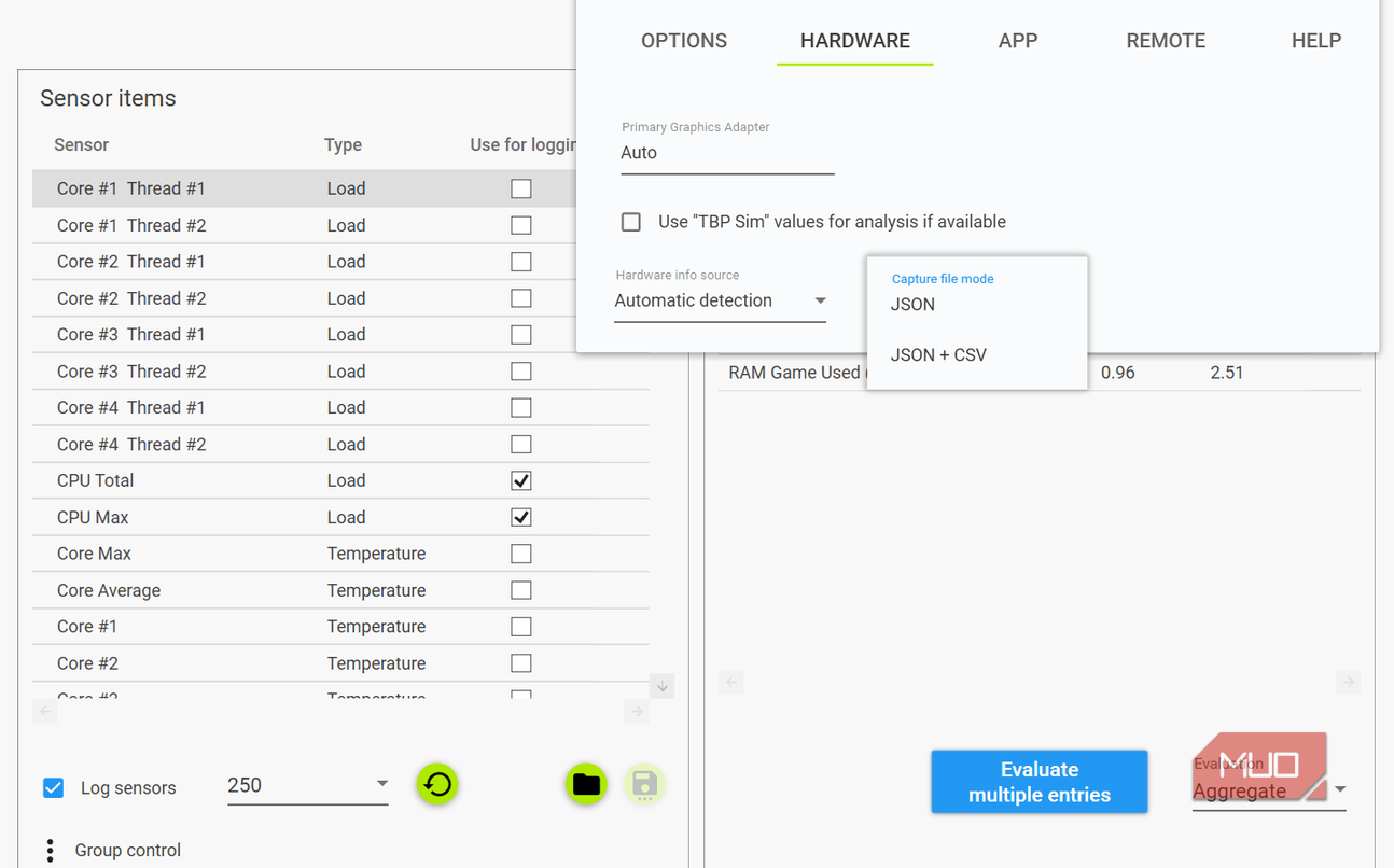 CapFrameX capture and saving options