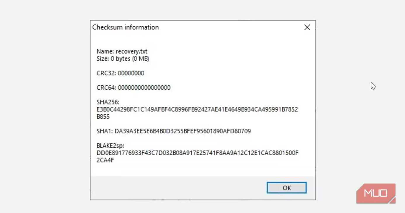 Checksum information