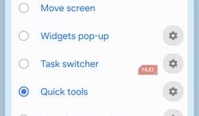 Choosing Quick Tools as a swipe action