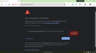 Chrome browser connection is not private warning