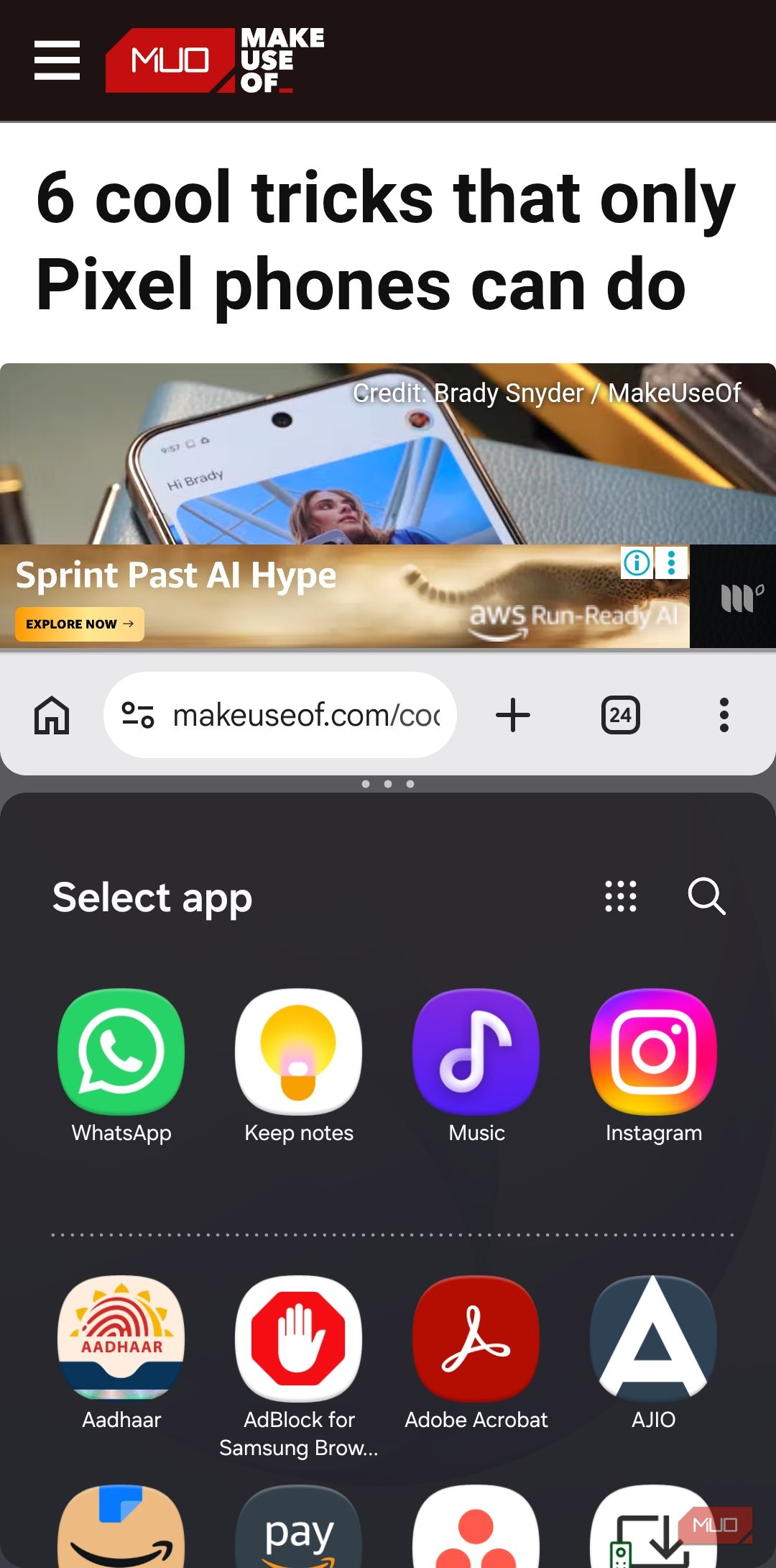 Chrome on Android in split screen mode