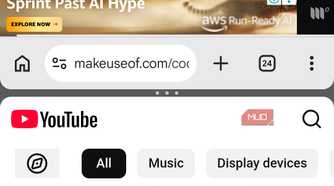 Chrome on Android showing split screen mode