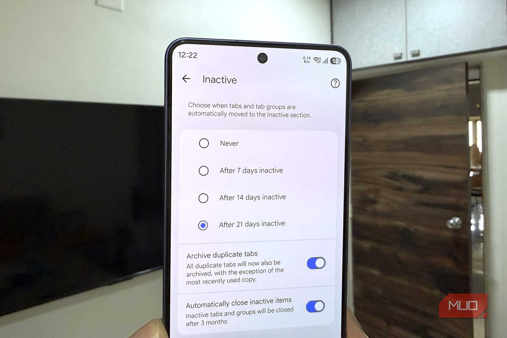 Chrome on Android showing tab management options