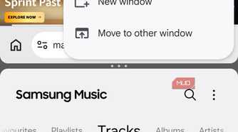 Chrome on Android with Music player in split screen mode
