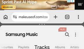 Chrome with Music player in split screen mode