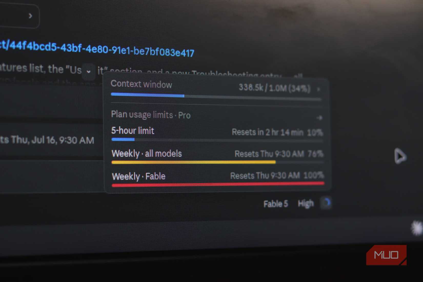 Claude Code Fable 5 usage limits prompt.