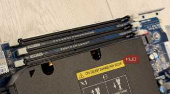 Close up of DDR4 memory modules installed in the HP Z6 G4 motherboard