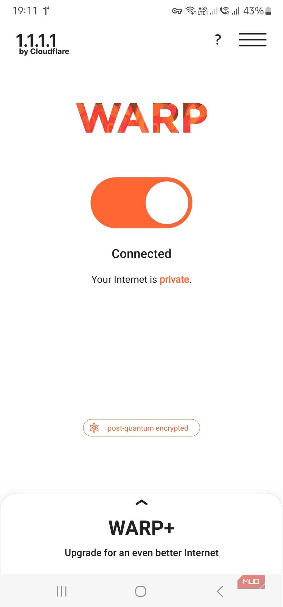 Cloudflare WARP application with successful connection