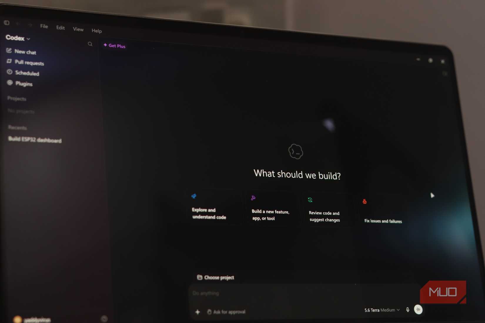 Codex running on Windows 11 laptop.