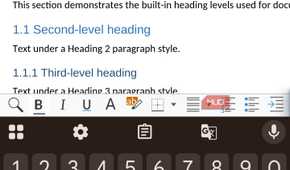Collabora Office document formatting test on mobile