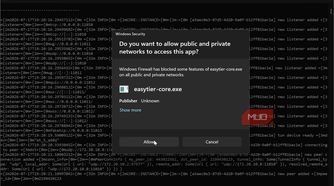 Connecting EasyTier on Windows device