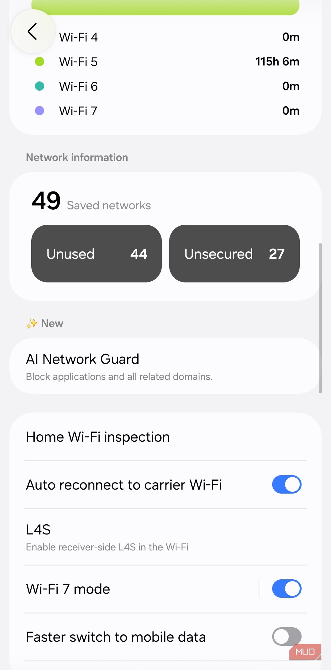 Connectivity labs on Samsung phone