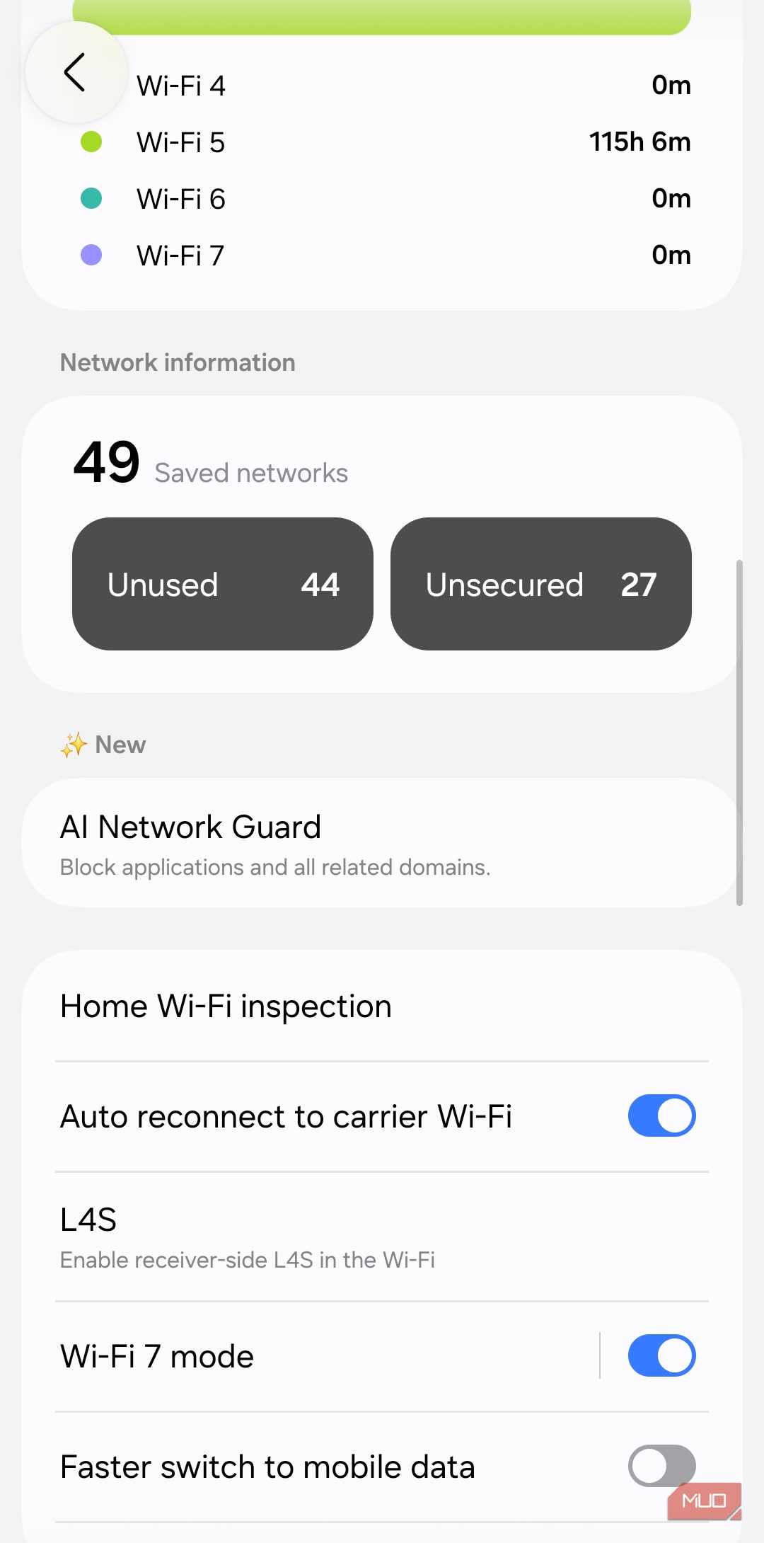 Connectivity labs on Samsung phone