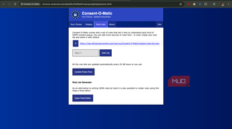 list control options for Consent O Matic