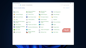 Control Panel items in Windows.