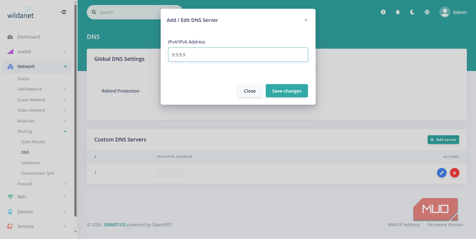 custom router dns add server.