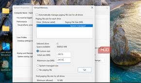 Custom size for Virtual Memory