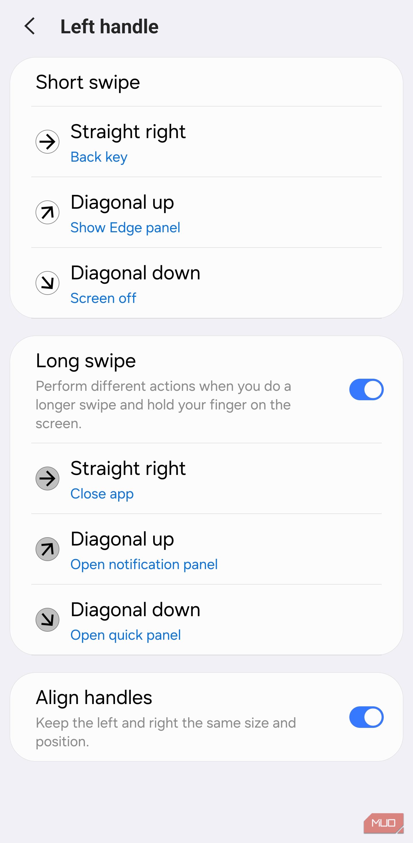 Custom swipe gesture setup in Samsung One Hand Operation+