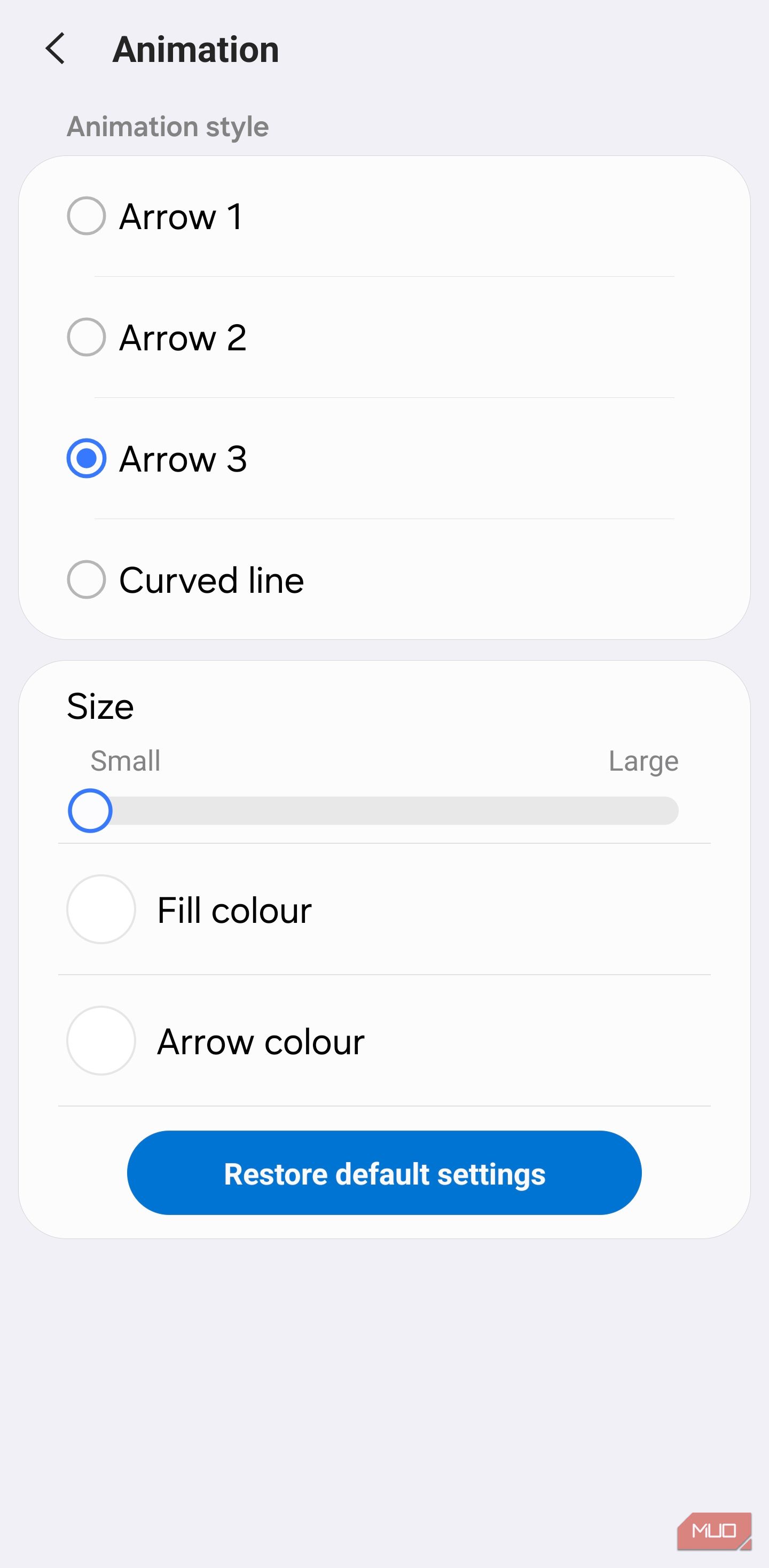 Customizing gesture animation in One Hand Operation+