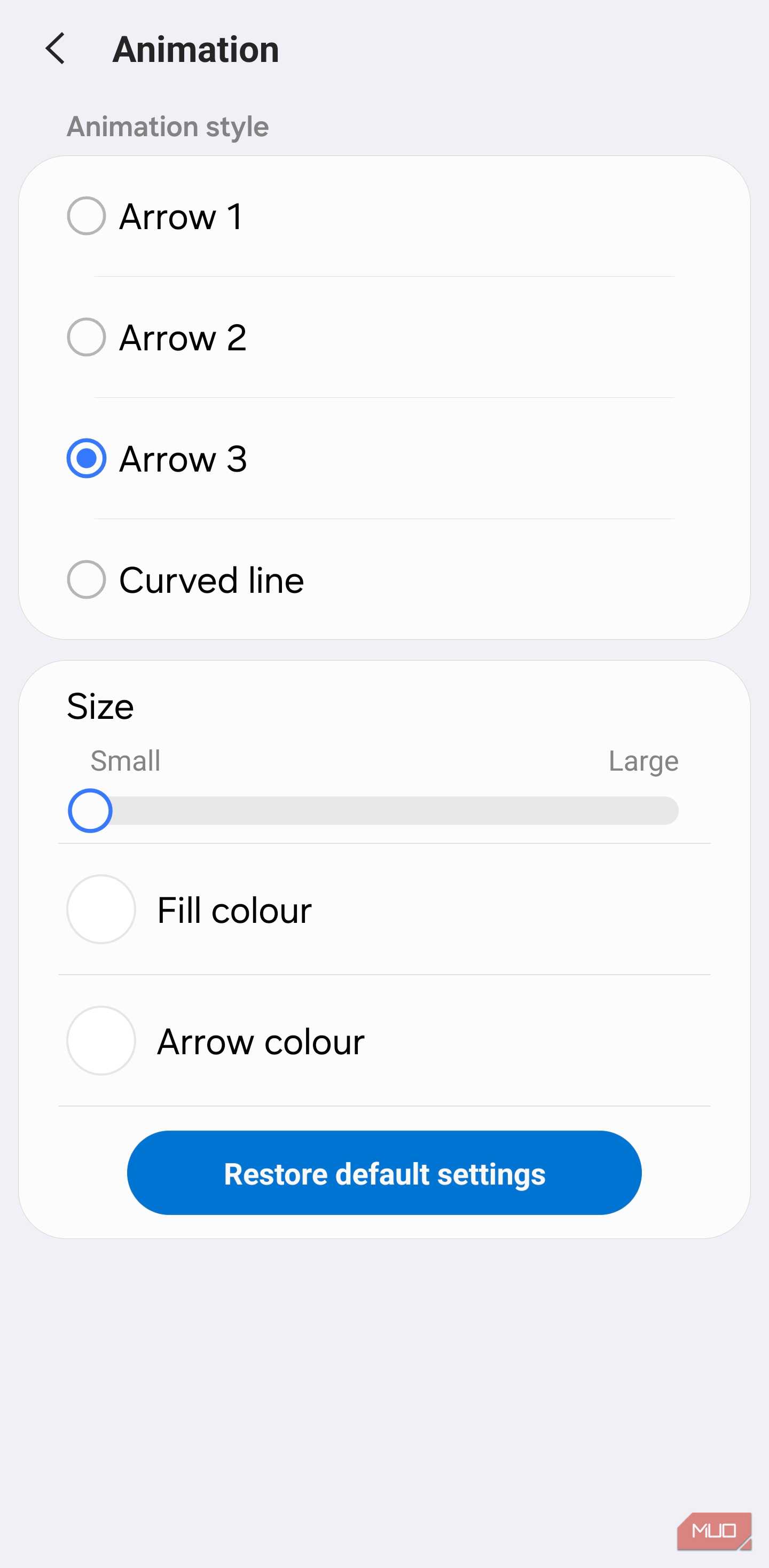 Customizing gesture animation in One Hand Operation+