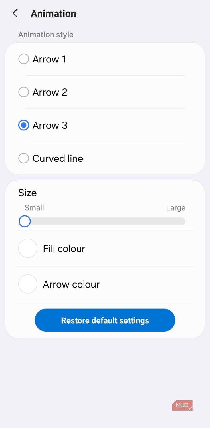 Customizing gesture animation in One Hand Operation+