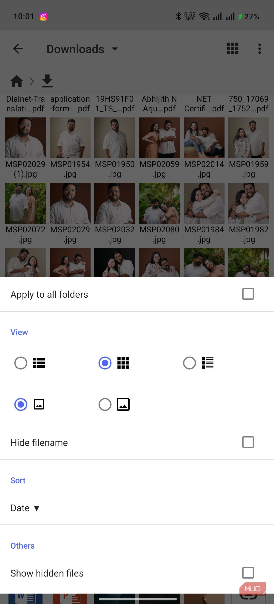 Cx File Explorer showing different viewing options
