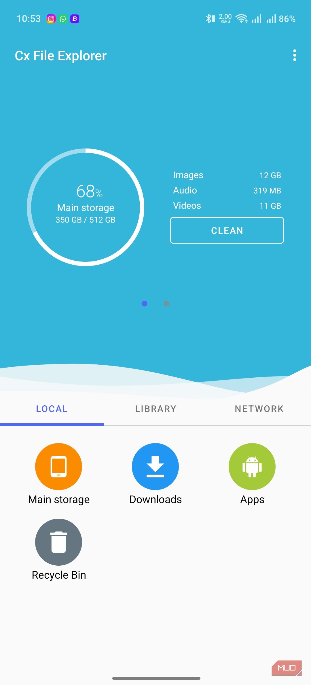 the main user interface of Cx File Explorer