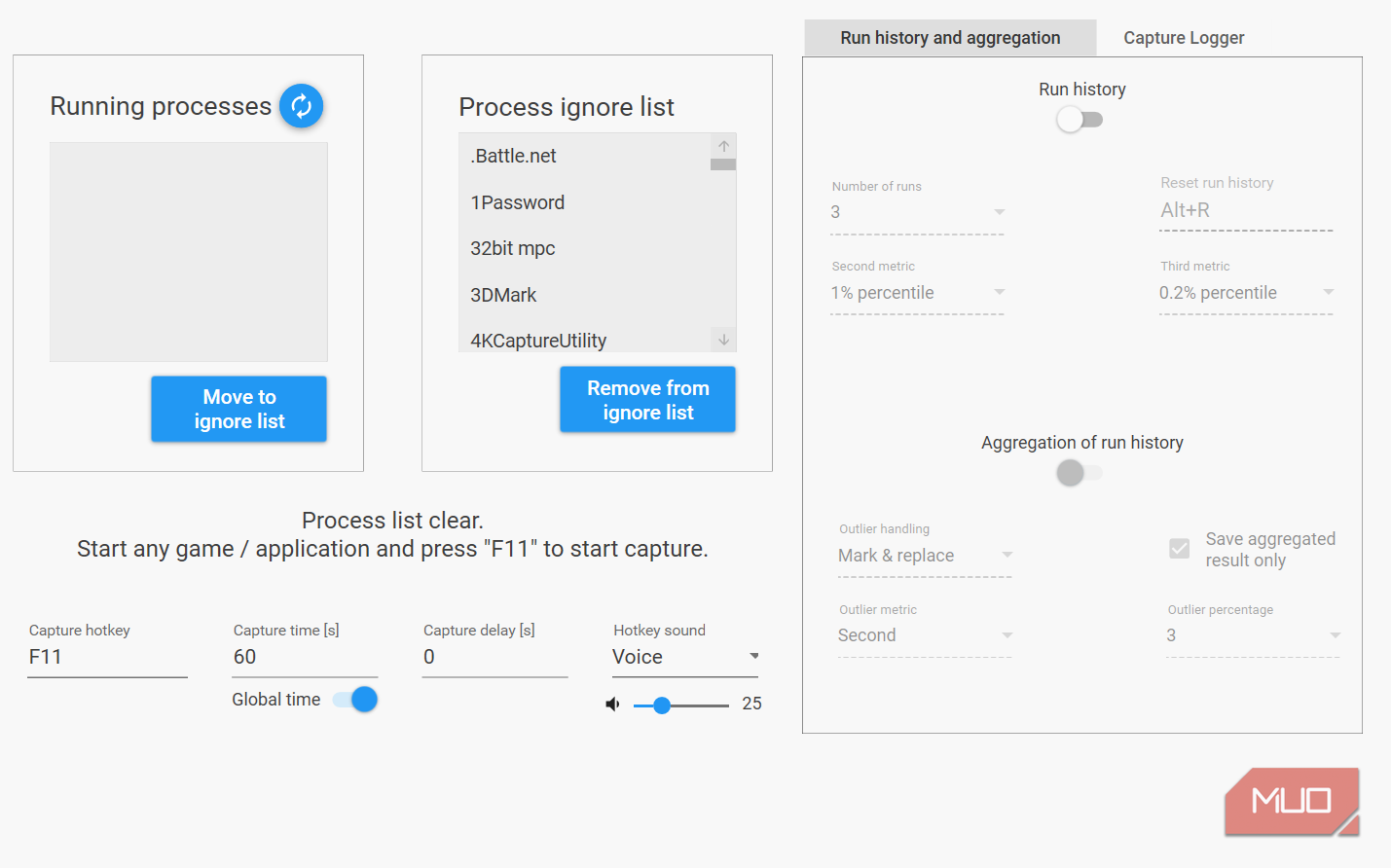 Default CapFrameX options