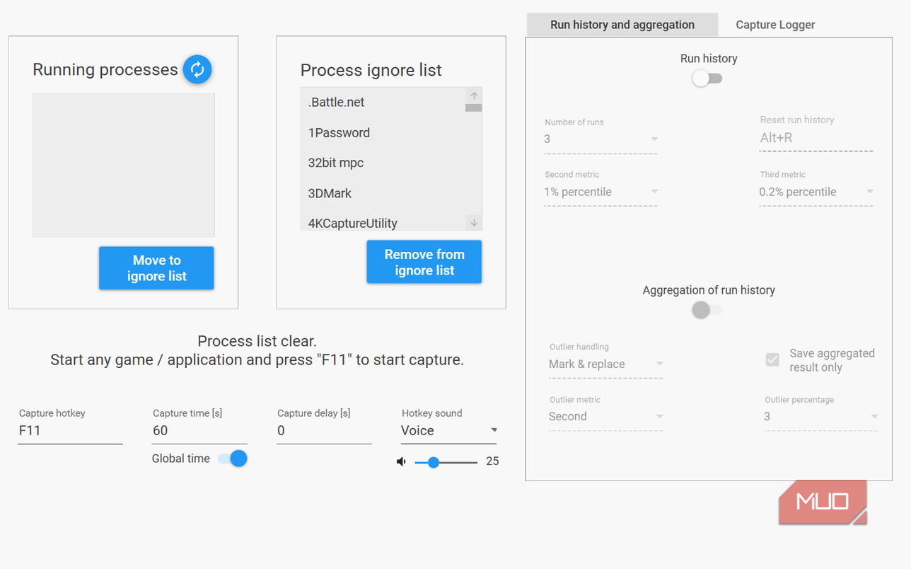Default CapFrameX options