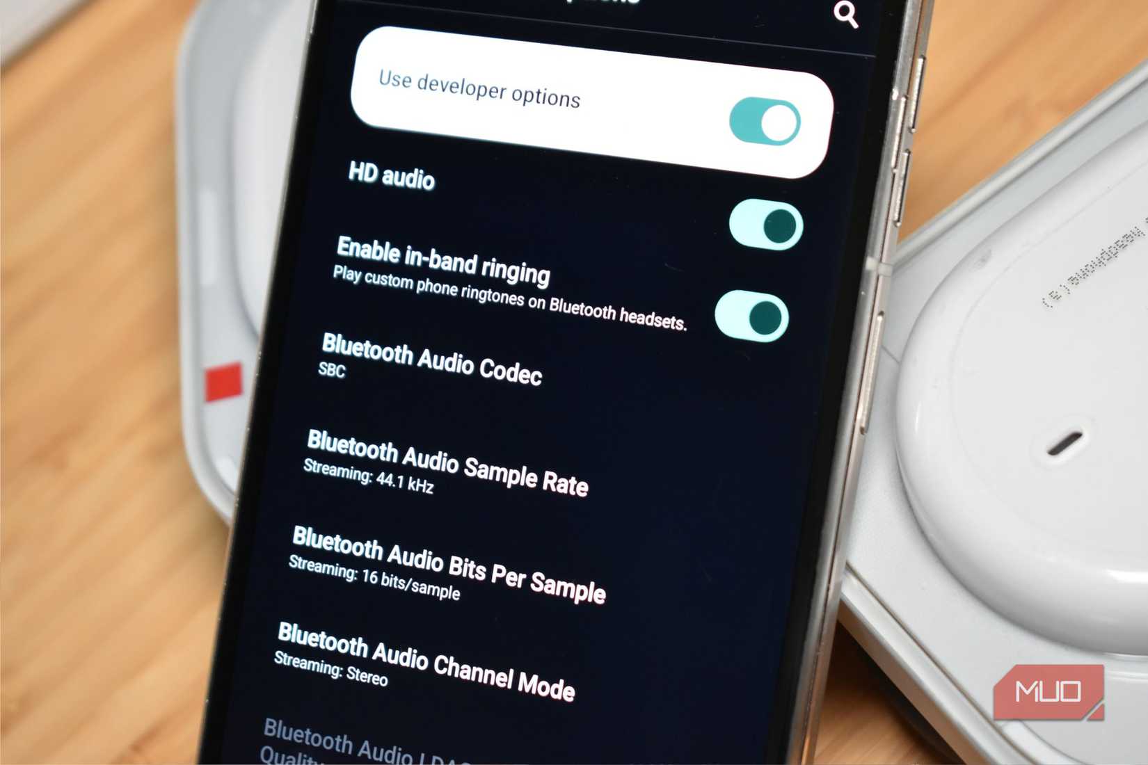 Developer settings with Bluetooth audio codec on Android