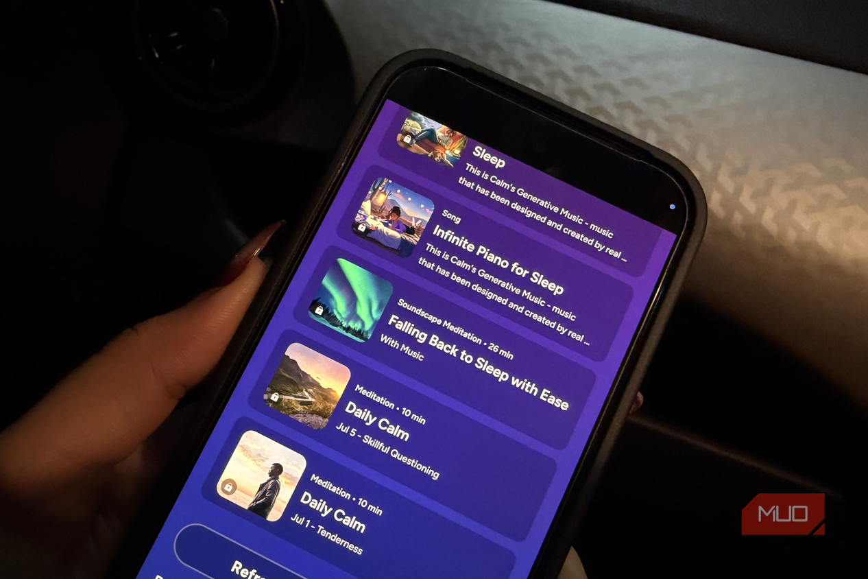 Different playlists on Calm app