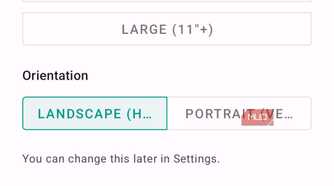 Display Settings Configuration Screen Showing Phone Screen Size And Landscape Orientation Selection