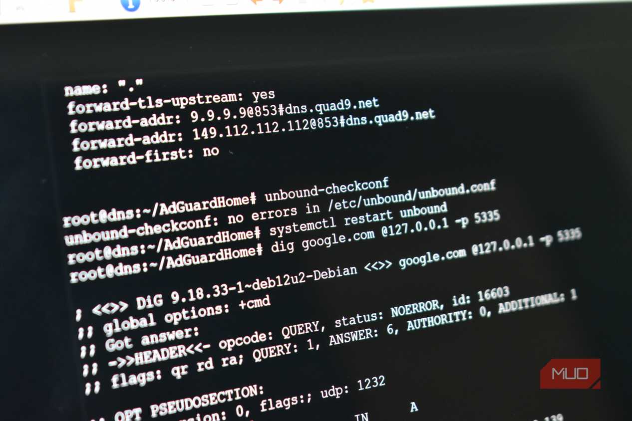 dns quad9 configuration in terminal for proxmox.
