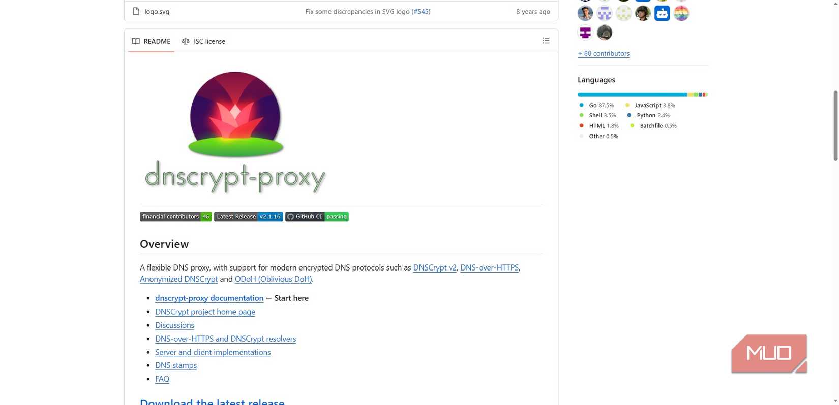 dnscrypt proxy github page.