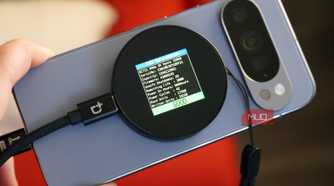 The Dockcase SSD connected to a Pixel 10 Pro with MagSafe.