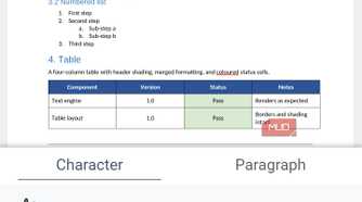 Document editing app showing character formatting options
