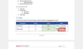 Document formatting test with headings and lists