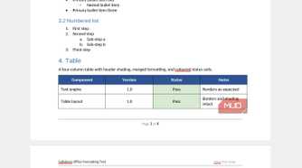 Document formatting test with headings and lists