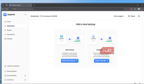 Duplicati add backup screen on the web interface