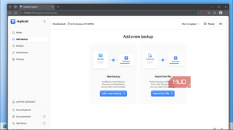 Duplicati add backup screen on the web interface