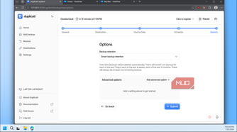 Duplicati backup options retention