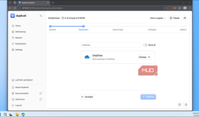 Duplicati OneDrive destination selected