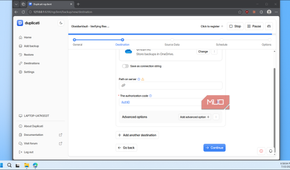 Duplicati OneDrive path and auth code fields