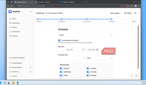 Duplicati schedule settings