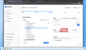 Duplicati source data folder selection